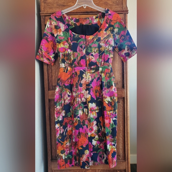 ERDEM MELANIE SCOOPBACK YSTAD FLORAL 3/4 SLEEVE PENCIL DRESS UK10/US6 NWOT - Picture 2 of 16